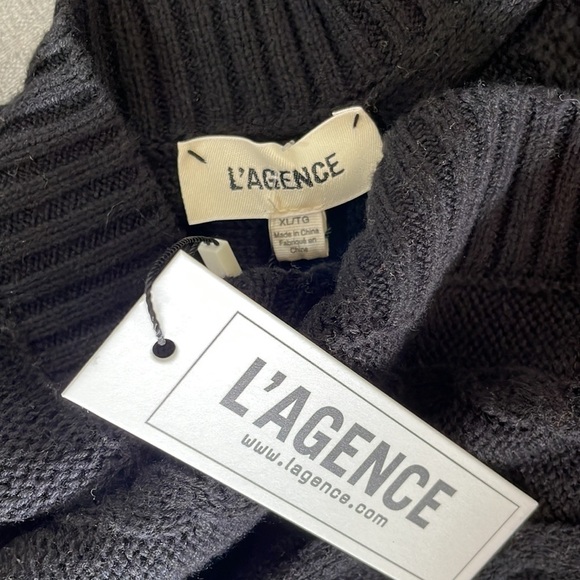 NWT L'agence Zoey cable knit merino wool black sweater - Picture 8 of 9